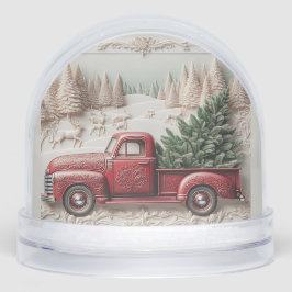 Snow Scene with Red Truck Christmas  Schneekugeln