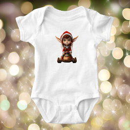 Snow Scooter Christmas Elf Baby Bodysuit Strampler