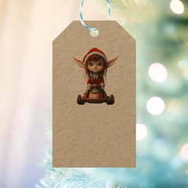 Snow Scooter Weihnachts Elf Kraft Gift Tags Geschenkanhänger