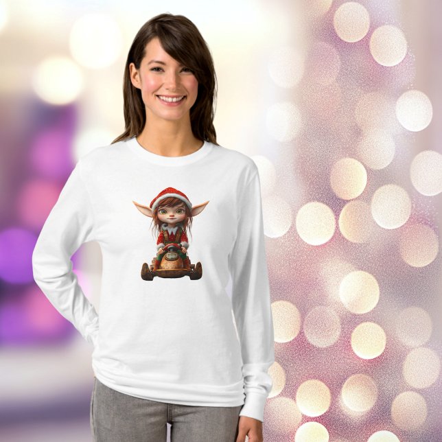 Snow Scooter Weihnachtself Frauen T-Shirt (Von Creator hochgeladen)