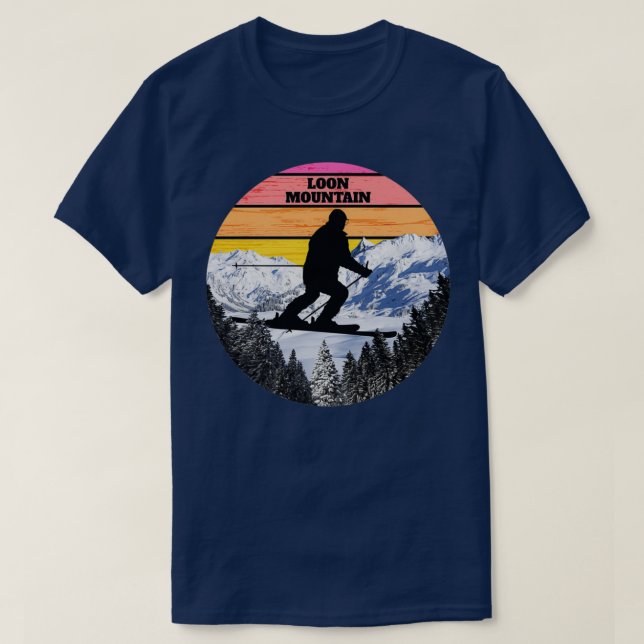 Snow Ski Loon Mountain Skiing Fields New Hampshire T-Shirt (Design vorne)