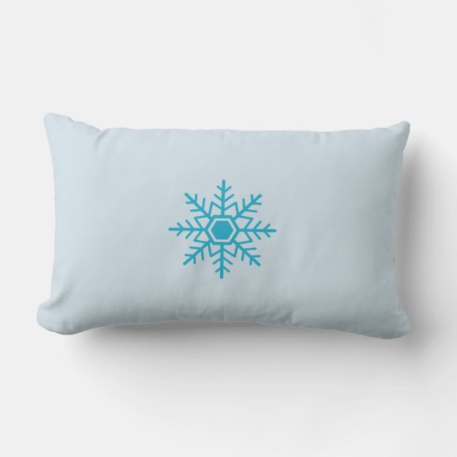 Snow Snowflake Blue Motif Winter Lendenkissen (Vorderseite)