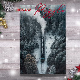 Snow-Steam-Lokomotive auf einem viadukten Naturpuz Puzzle