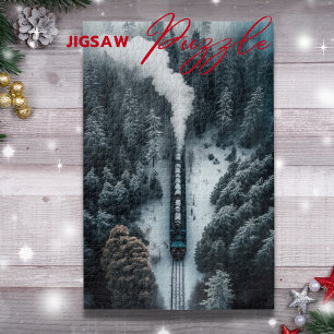 Snow-Steam-Lokomotive auf einem viadukten Naturpuz Puzzle