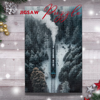 Snow-Steam-Lokomotive auf einem viadukten Naturpuz Puzzle