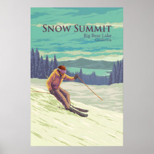 Snow Summit Kalifornien Skigebiet Reiseplakat Poster
