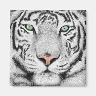 Snow Tiger Face Magnet