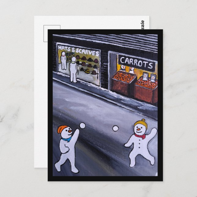 Snow Town Painting by Alfred Fox Postkarte (Vorne/Hinten)