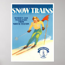 Snow Trains Vintage Reiseplakat Poster