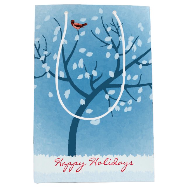 Snow Tree Holiday Geschenktasche Mittlere Geschenktüte (Vorderseite)