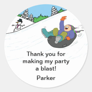 Snow Tubing Geburtstagsparty Gefallen Stickers BOY