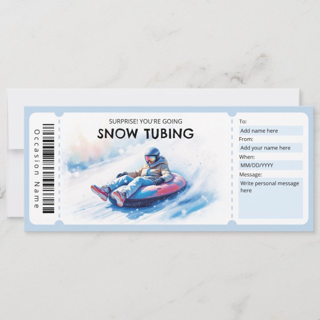 Snow Tubing Gift Certificate Einladung (Vorderseite)