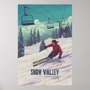 Snow Valley California Skigebiet Reiseplakat Poster