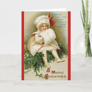 Snow White Girl Vintage Weihnachtskarte Feiertagskarte