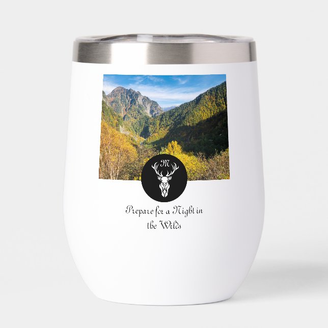 Snow White Stag Silhouette Monogram Foto (Rückseite)