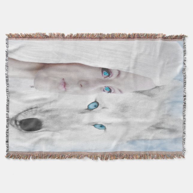 Snow White Wolf Lady Blue Eyes Decke (Vorderseite)