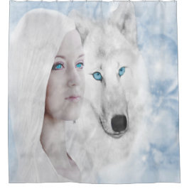Snow White Wolf Lady Blue Eyes Duschvorhang