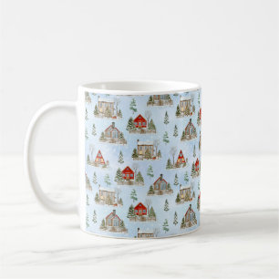Snow Winter Hütte Bäume Weihnachten Kaffeetasse