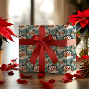 Snow Winter Swiss Village Weihnachtsfeiertag Geschenkpapier