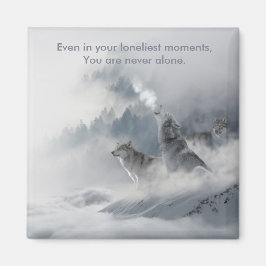 Snow Wolf Print Magnet