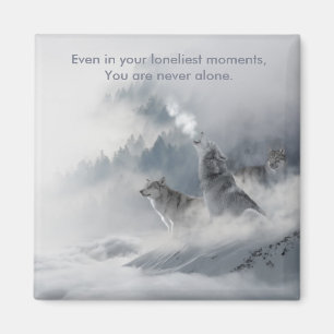 Snow Wolf Print Magnet