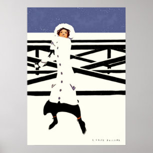 Snowball Fight Fadeaway Girl & Co Poster