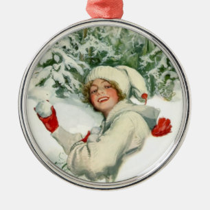 Snowball Fight (von Harrison Fisher) Ornament Aus Metall