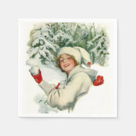 Snowball Fight (von Harrison Fisher) Serviette