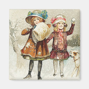 Snowball Girls Vintag Magnet
