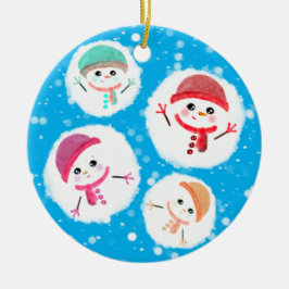 Snowball und Snowman Blue Keramik Ornament