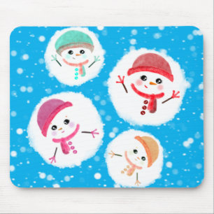 Snowball und Snowman Blue Mousepad