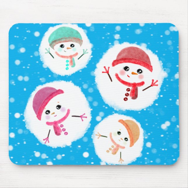 Snowball und Snowman Blue Mousepad (Vorne)