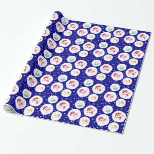 Snowball und Snowman Navy Blue Geschenkpapier