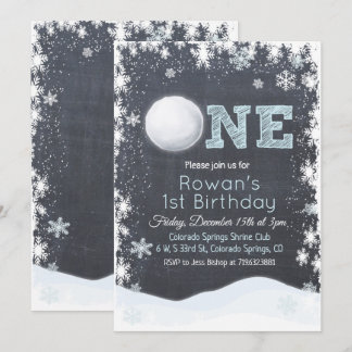 Snowball Winter Boy Erster Geburtstag Einladung