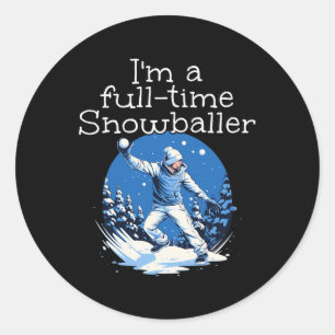 Snowball Winter Sport Kämpfer Lieben Winterschneef Runder Aufkleber