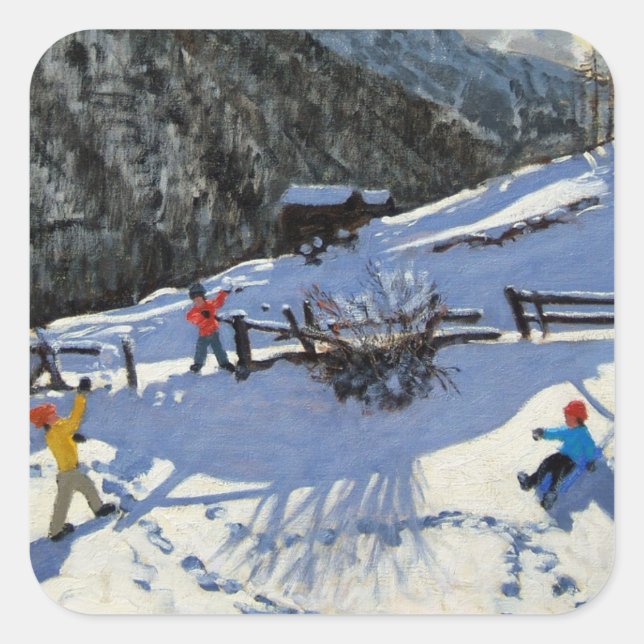 Snowballers Zermatt Quadratischer Aufkleber (Vorderseite)