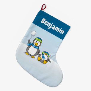 Snowballspielen Pinguine Weihnachts-Strumpf Großer Weihnachtsstrumpf