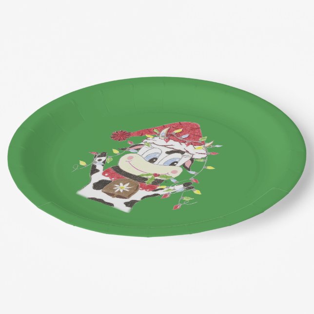 Snowbell & Xmas Lichter grüne Teller (Schrägansicht)