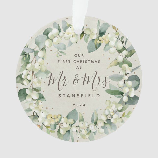 Snowberries - Unser Erster Weihnachtsmann & Foto Ornament (Vorderseite)