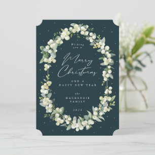 Snowberry+Eukalyptus Botanischer Rahmen Weihnachte Feiertagskarte