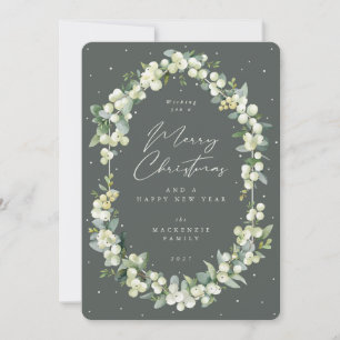 Snowberry+Eukalyptus Botanischer Rahmen Weihnachte Feiertagskarte