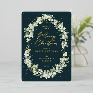 Snowberry+Eukalyptus Botanischer Rahmen Weihnachte Folien Feiertagskarte