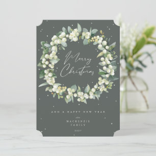 Snowberry + Eukalyptus Weihnachtsschrei Nicht-Foto Feiertagskarte