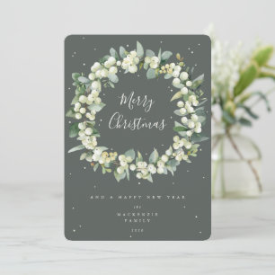 Snowberry + Eukalyptus Weihnachtsschrei Nicht-Foto Feiertagskarte