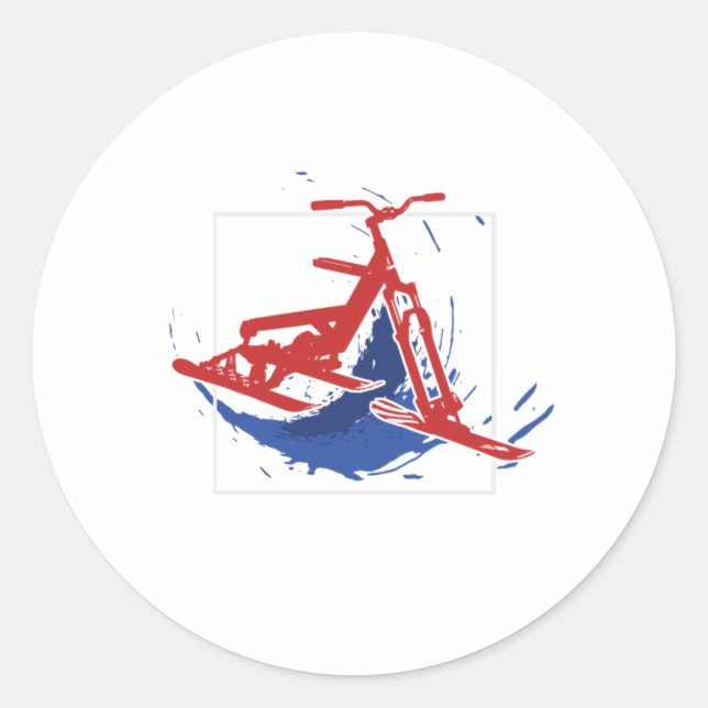 Snowbike Spritzer Paint Snow Bike Sportgeschenk Runder Aufkleber (Vorderseite)