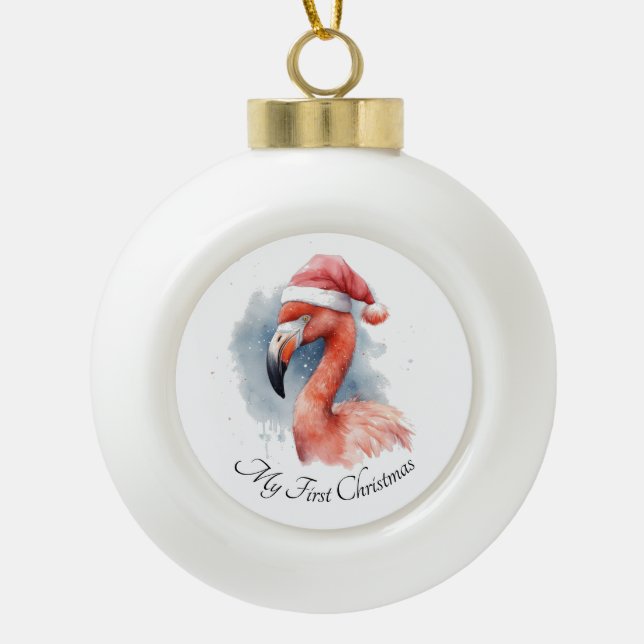Snowbird Flamingo, Brauch Keramik Kugel-Ornament (Vorderseite)