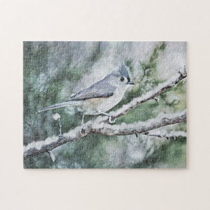 Snowbird Tufted Titmouse Bird Art Puzzle