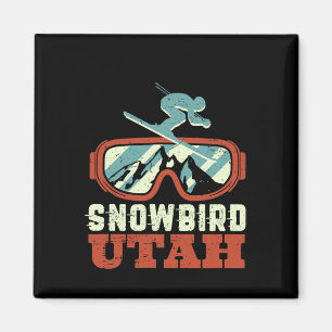 Snowbird Utah Mountain Vintages Retro Skifahren un Magnet