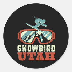 Snowbird Utah Mountain Vintages Retro Skifahren un Runder Aufkleber