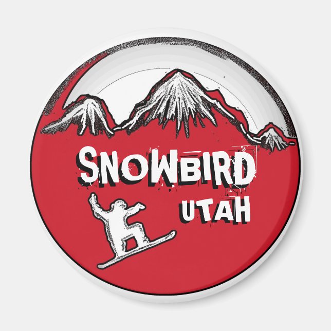 Snowbird Utah roter Snowboardmagnet Magnet (Vorne)